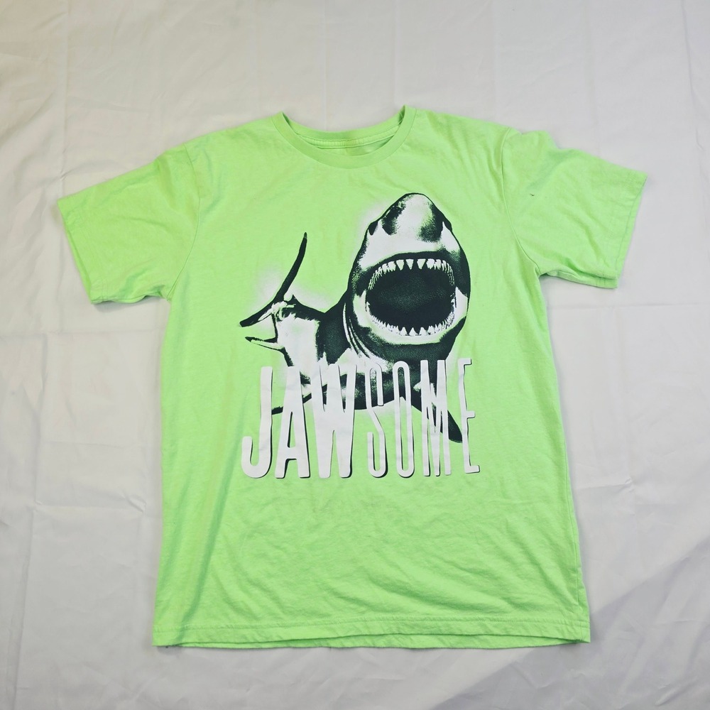 The Children's Place Kids XXL 16 Neon Green Jawsome Shark Graphic T-Shirt B39